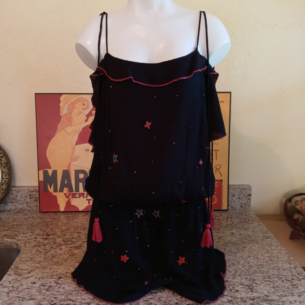 Rocks & Indigo Black Romper with Bead Embellishments